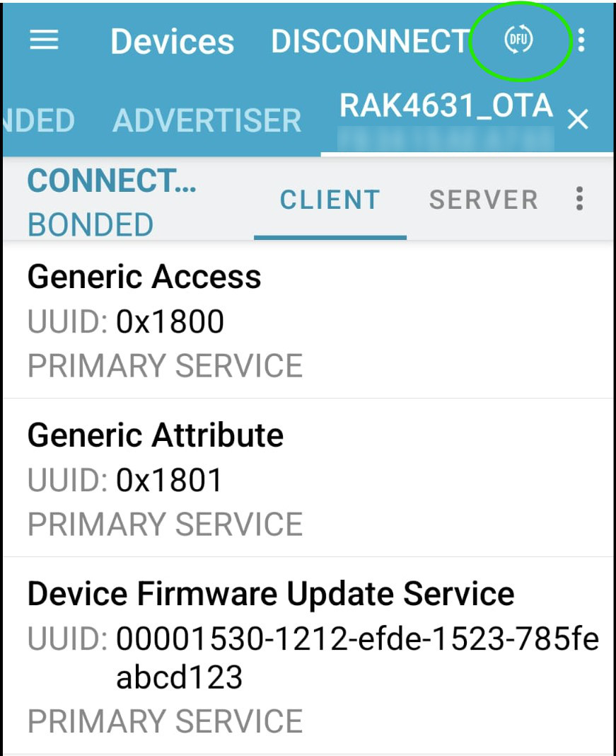 nRF connect dfu