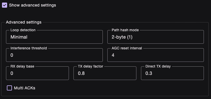 Repeater advanced settings