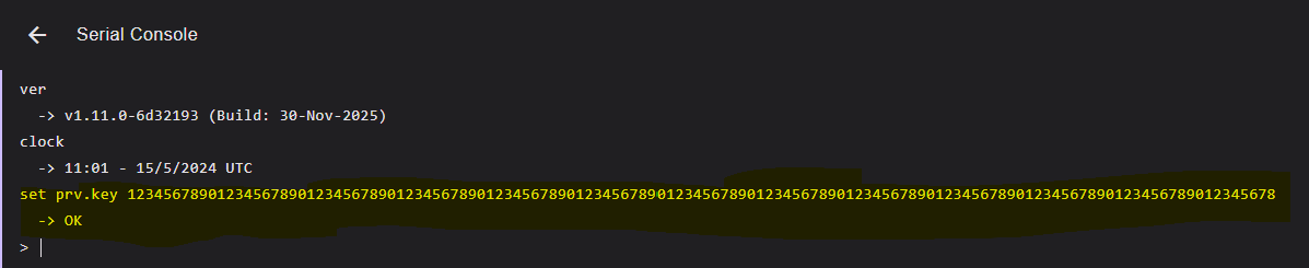 set prv.key command