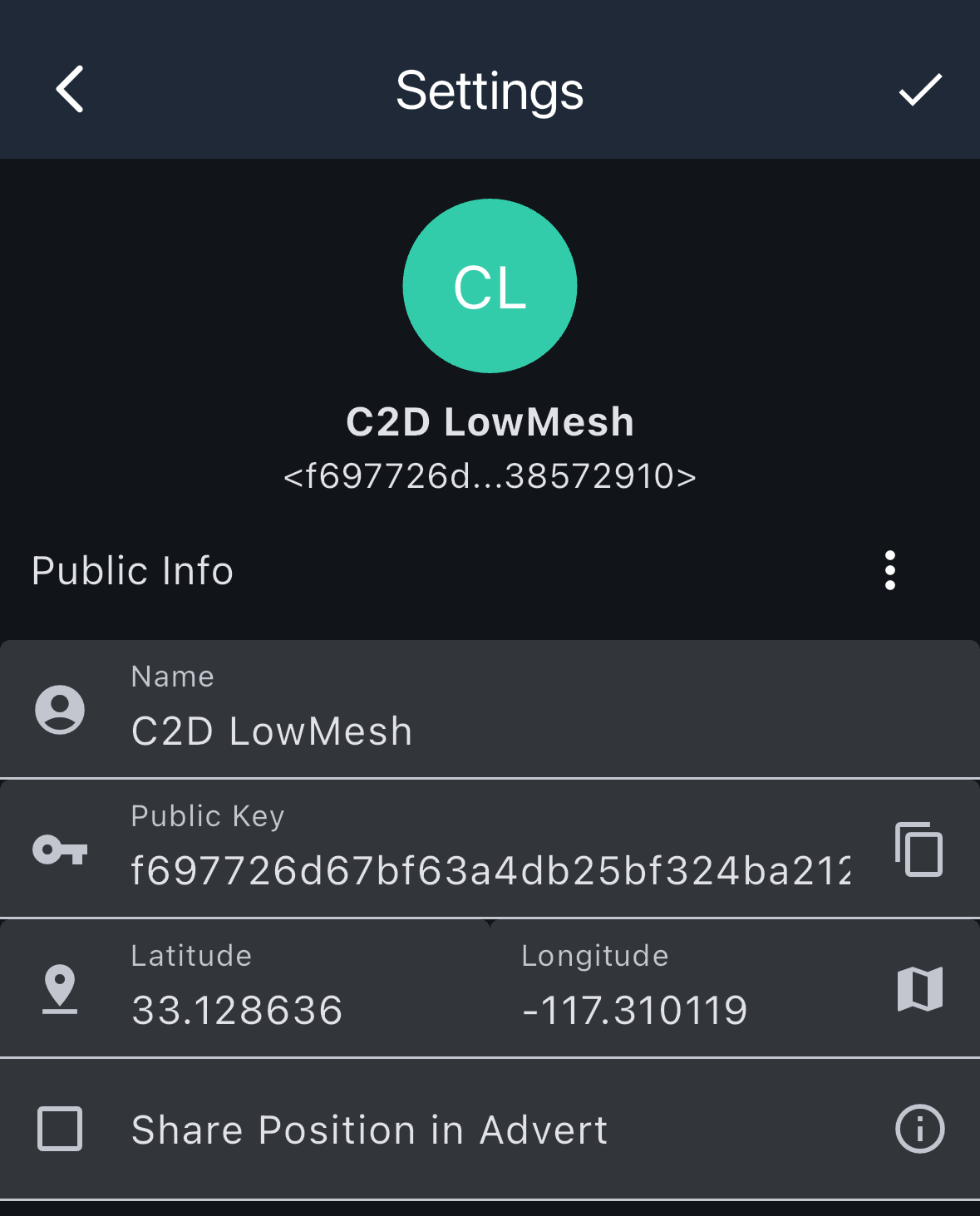 Settings Name and Location