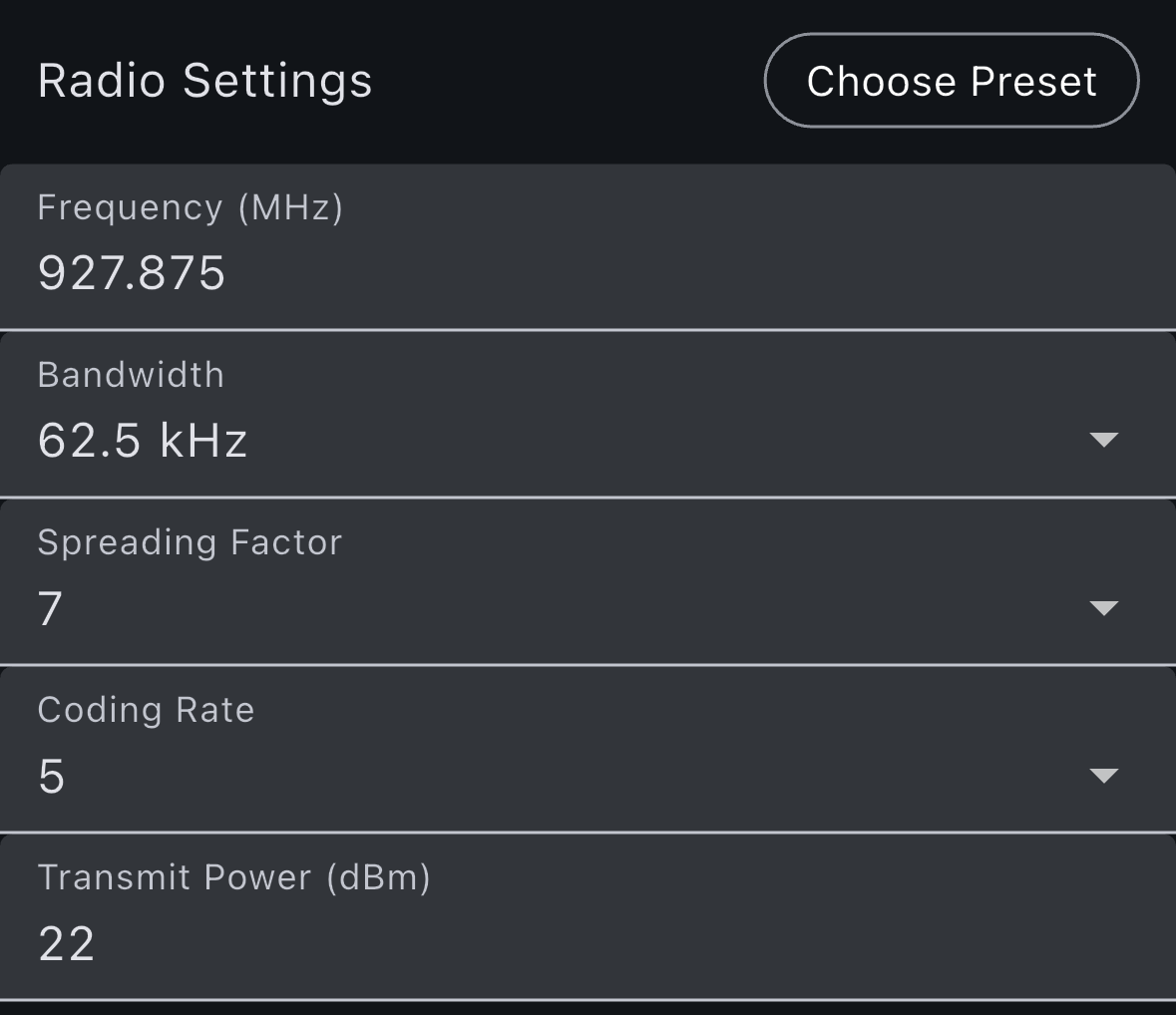 Settings Radio